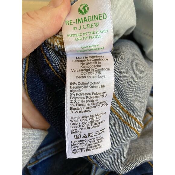 J.Crew Stovepipe Fair Trade Jeans Womens Mid Rise Straight Frayed Hem Denim 28P‎ - Picture 6 of 6